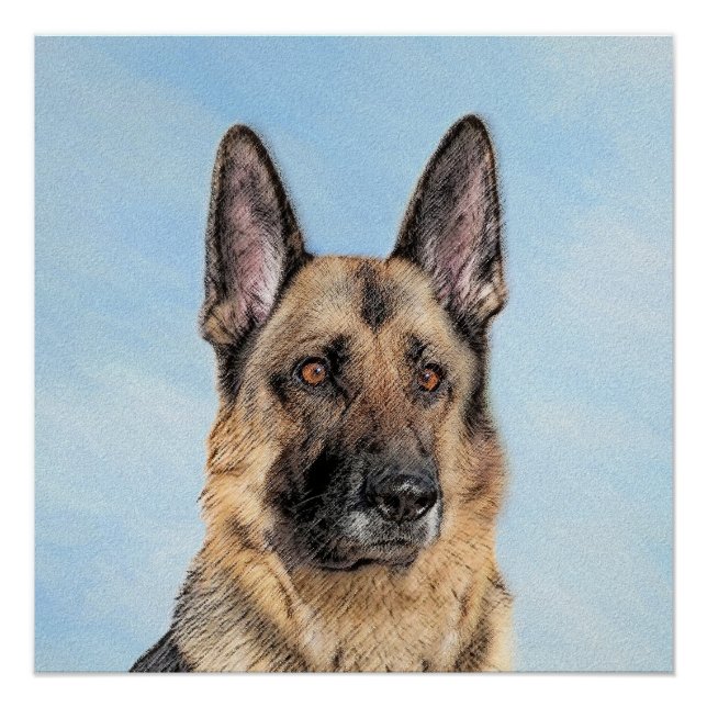 Pôster Pintura de german shepherd - Arte de Cachorro Orig (Frente)