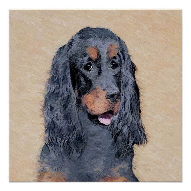 Pôster Pintura de Gordon Setter - Arte de Cachorro Origin (Frente)