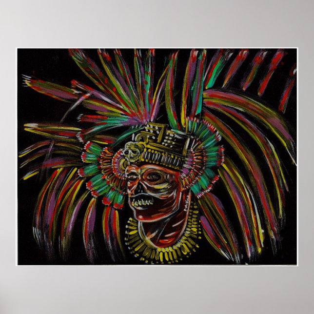 Pôster pintura de guerreiro do crânio (Frente)