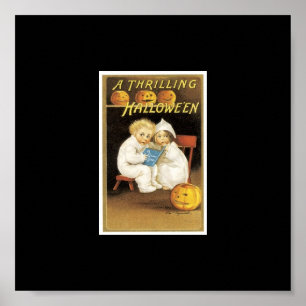 Pôster Pintura de Halloween de crianças lendo história fa