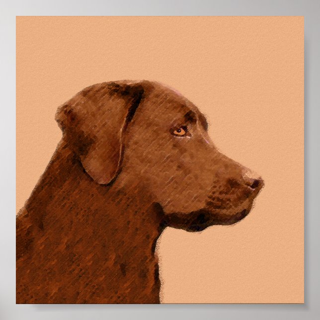 Pôster Pintura de Labrador Retriever (Chocolate) - Arte C (Frente)