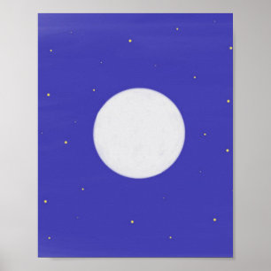 Poster pintura de lua e estrelas
