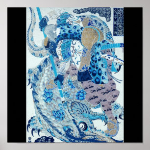 Pôster Pintura de Miyamoto Musashi cerca de 1800's