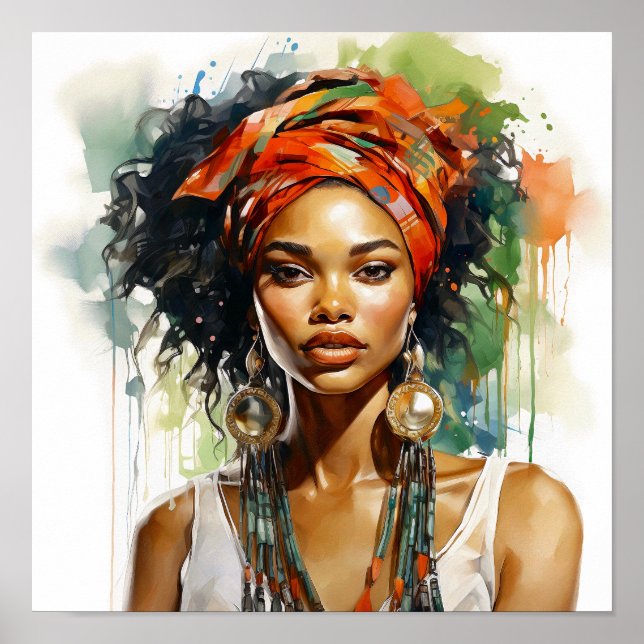 Poster Pintura de mulher afro-americana (Frente)