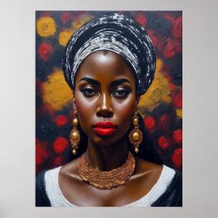 Poster Pintura de Mulher Negra Africana Bonita