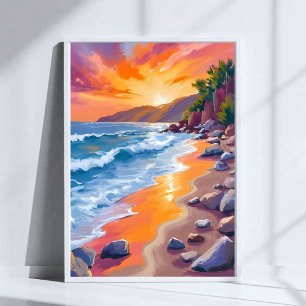 Poster Pintura de Napili Bay Sunset Maui Hawaii