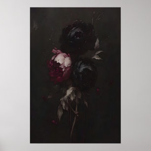 Poster Pintura de Natureza-Morta Floral Escura Arte de Pe
