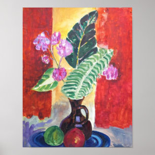 Poster Pintura de Natureza-Morta Floral Vibrante em Arte