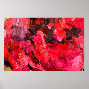 Poster pintura de óleo vermelho-abstrato escuro na canva