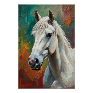Pôster Pintura De Óleo Vibrante De Retrato Branco Artísti