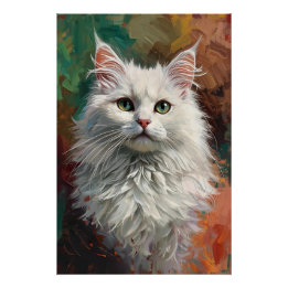 Pôster Pintura De Óleo Vibrante De Retrato De Gato De Âng