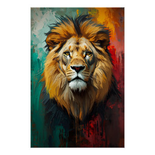 Pôster Pintura De Óleo Vibrante De Retrato Real Artístico