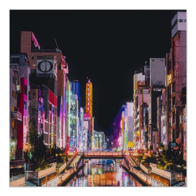 Pôster Pintura de Osaka à Noite  (Frente)