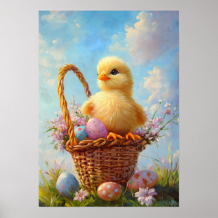 Poster Pintura de ovos de Pintinho páscoa