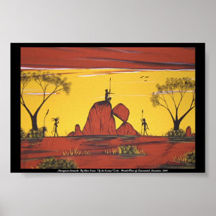 Poster Pintura de paisagem aborígene pelo vale Evans