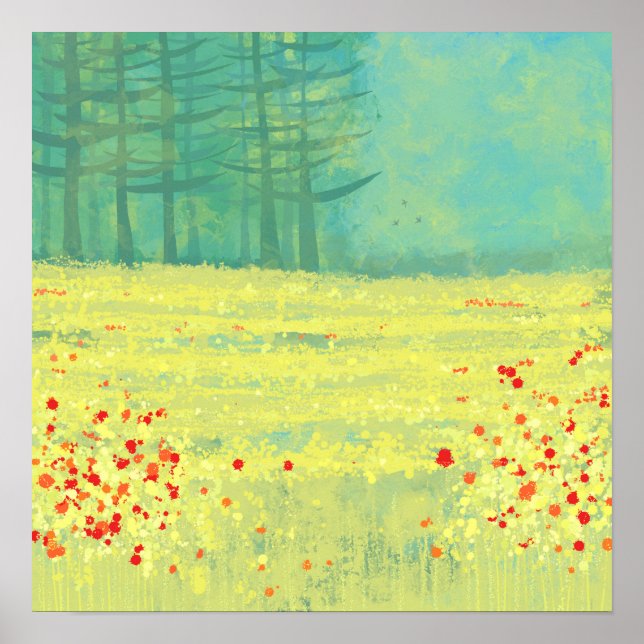 Poster Pintura de paisagem de prado (Frente)