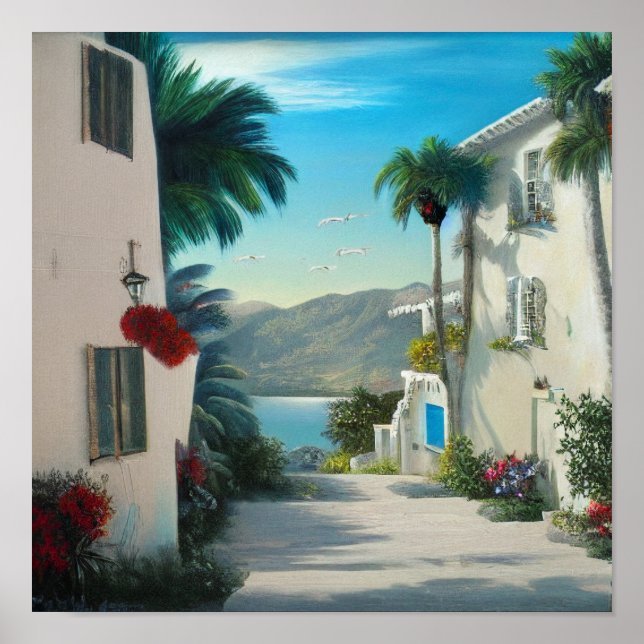 Poster Pintura de paisagem marinha (Frente)