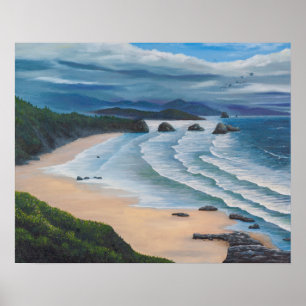 Poster Pintura de paisagem marinha em Cannon Beach