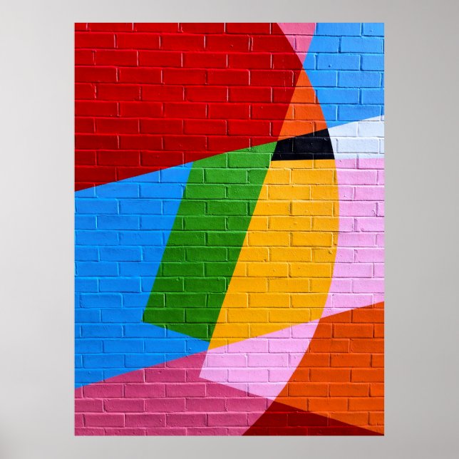 Poster Pintura de parede rosa e amarela (Frente)