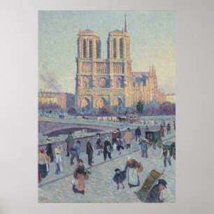 Poster Pintura de Paris France da catedral de Notre Dame