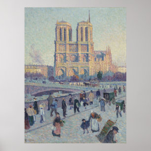 Poster Pintura de Paris France da catedral de Notre Dame