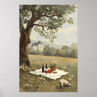 Poster Pintura de Piquenique Chateaucore no Campo Francês