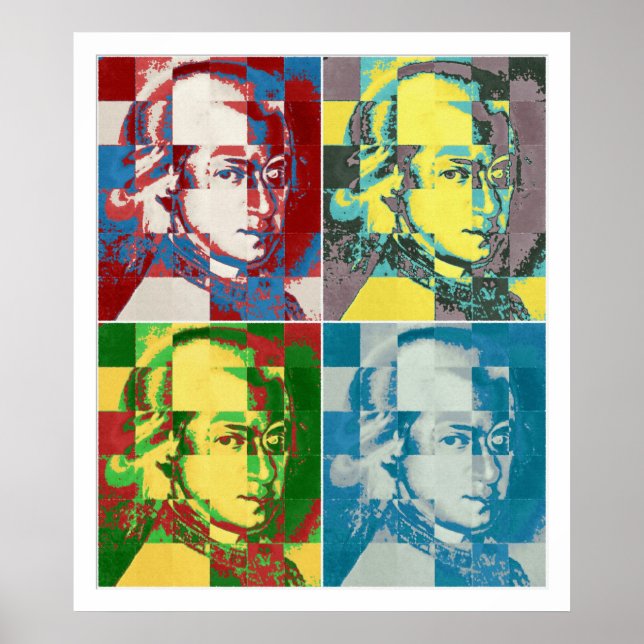Pôster Pintura de pop Wolfgang Amadeus Mozart (Frente)