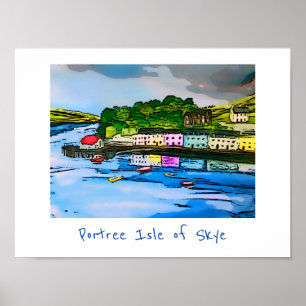Poster Pintura de Portree Isle of Skye Scotland