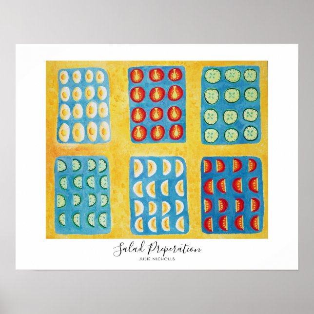 Poster Pintura de preparação de salada (Frente)