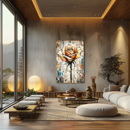 Poster Pintura de Rosa Expressionista Abstrata Floral Mod