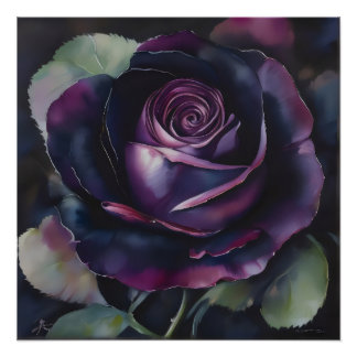 Pôster Pintura de Rosa púrpura vibrante