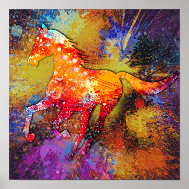 Poster Pintura de Salpico de Cavalo (Frente)