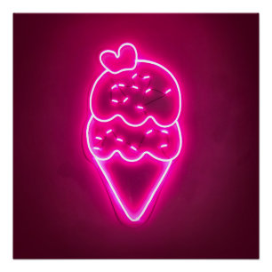 Pôster Pintura de Sorvete do sorvete Art Strawberry