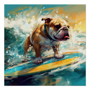Pôster Pintura de Surf da Praia do Bulldog