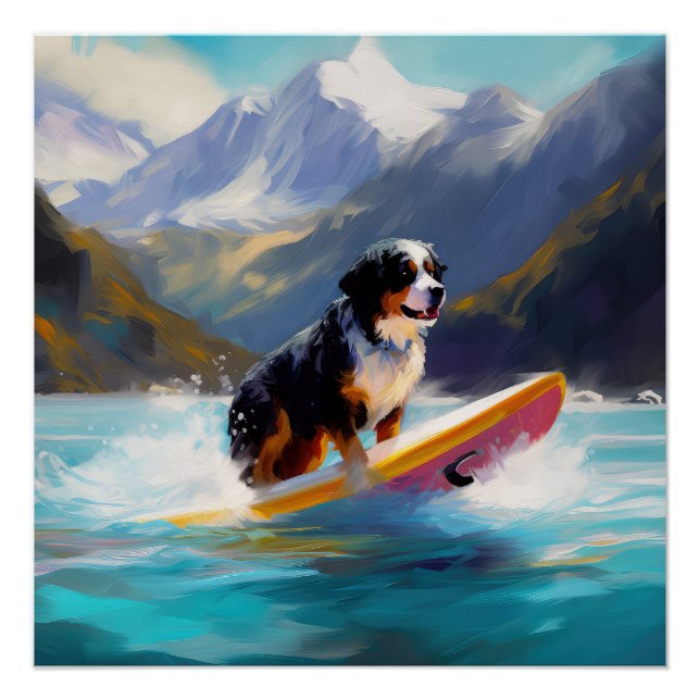 Pôster Pintura de Surf na Praia da Montanha de Berna (Frente)