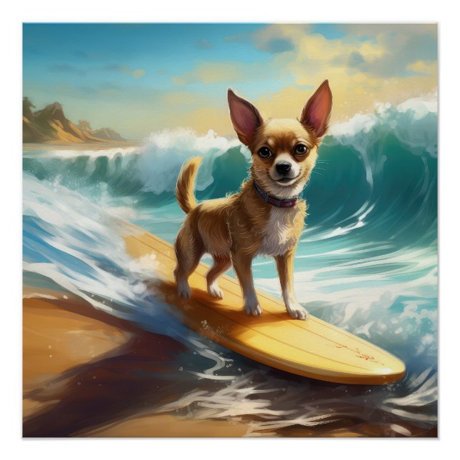 Pôster Pintura de surfe na praia de Chihuahua (Frente)