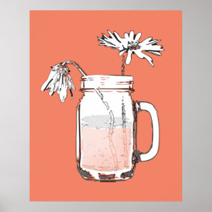 Poster pintura de tela de pintura de jarro mason jar