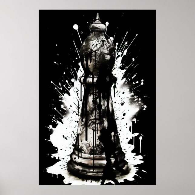 Poster Pintura de Tinta do Bishop Chess (Frente)
