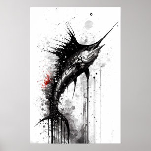 Poster Pintura de Tinta Preta Marlin