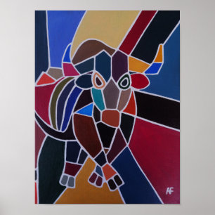 Poster Pintura de Touro Abstrato por Alfred Fox