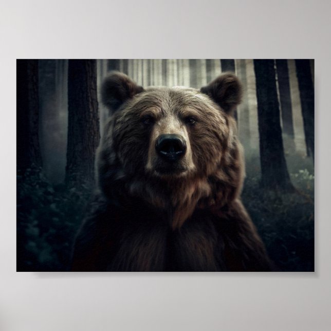 Poster Pintura de Urso Grizzly (Frente)