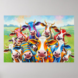 Poster Pintura de vaca multicolorida