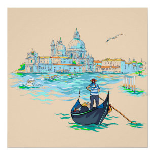 Pôster Pintura de Venice gondolier