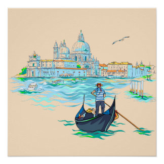 Pôster Pintura de Venice gondolier