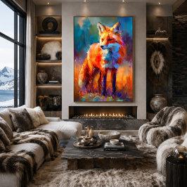 Poster Pintura de vida selvagem de raposa vermelha impres