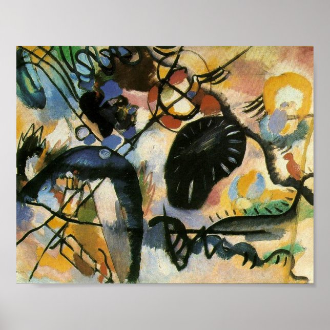 Poster Pintura de Wassily Kandinsky, Mancha Preta, (Frente)