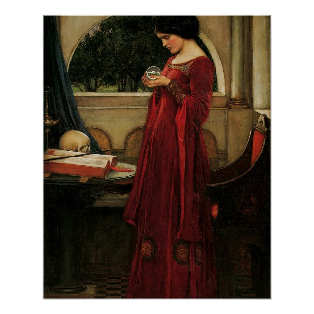 Pôster Pintura de Waterhouse da Mulher Cristal Ball (Frente)