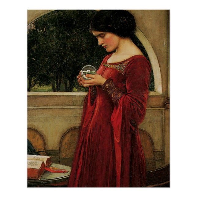 Pôster Pintura de Waterhouse da Mulher Cristal Ball (Frente)