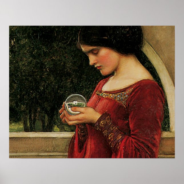 Pôster Pintura de Waterhouse da Mulher Cristal Ball (Frente)