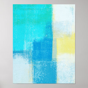 Pôster Pintura "Deep Turquoise Abstrato Art"